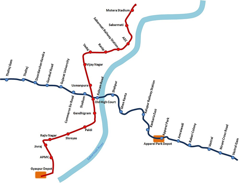 Gujarat Metro Rail Route Map